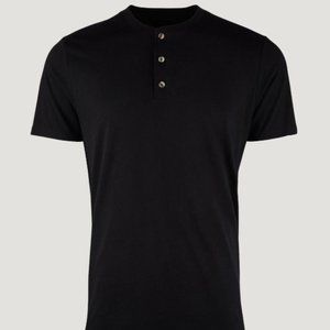Men's Fresh Clean Tees Henley Black Short Sleeve, Size 2X